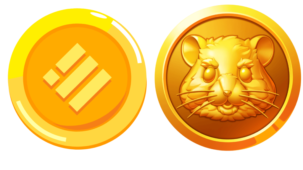 Binance logo with Hamster Kombat (HMSTR) tokens, highlighting the new opportunity for users on Launchpool and Super Earn platforms.