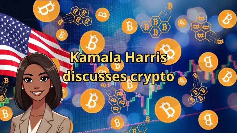 Kamala Harris speaking about cryptocurrency and AI during her 2024 presidential campaign.