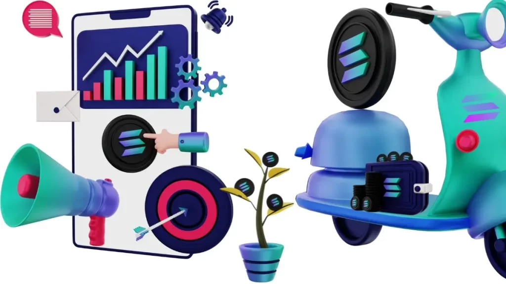 Solana price rise depicted in a blockchain graph showing recent activity and growth.